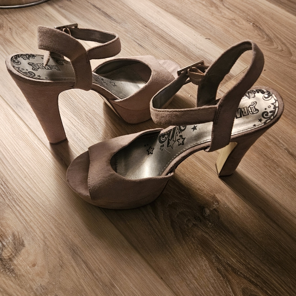 Beige Suede Brown Platform Chunky Heels Sexy Chunky Platform Heels Y2k